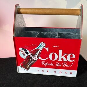 Red Metal Coke Party Caddy(napkin/silverware or small coke bottles)